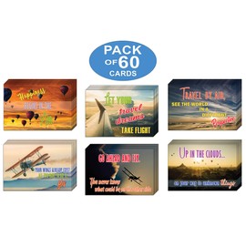 Creanoso Inspirational Sayings Air Travel Postcards (60-Pack) - Great Premium Greeting Card Gifts for Travelers – Card Stock for Tourists, Adult Men & Women, Teens - Assorted Set Collection