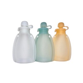 ELLEMMNOP Reusable Silicone Breastmilk Storage Bags, Leak-Proof, Self-Standing, BPA-Free, Dishwasher-Safe, Freezer-Safe, Milk Pouches for Breastfeeding and Baby Food, 4oz/120ml per bag (3 Pack, Clear)