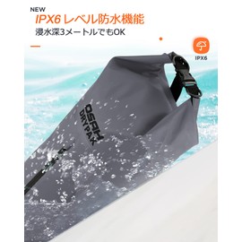 Dry Bag, Waterproof Bag, Sea, Water Resistant, 12.9 gal (5 L10 L20 L), Shoulder Bag, Adjustable, Adjustable, Kayaking, Fishing, Water Sports, Rafting, GRAY, Japanese