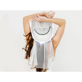 Cowgirl Hat w/ lights +  Veil for bachelorette party - Sets: Hat + Pearl Veil, Color: Pink Hat