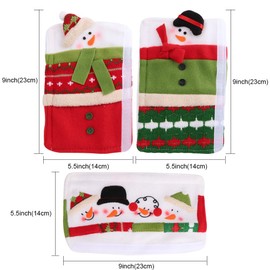 OurWarm Christmas Fridge Handle Covers Set of 3, Santa Snowman Fridge Door Handle Cover Kitchen Appliance Handle Covers for Christmas Decorations