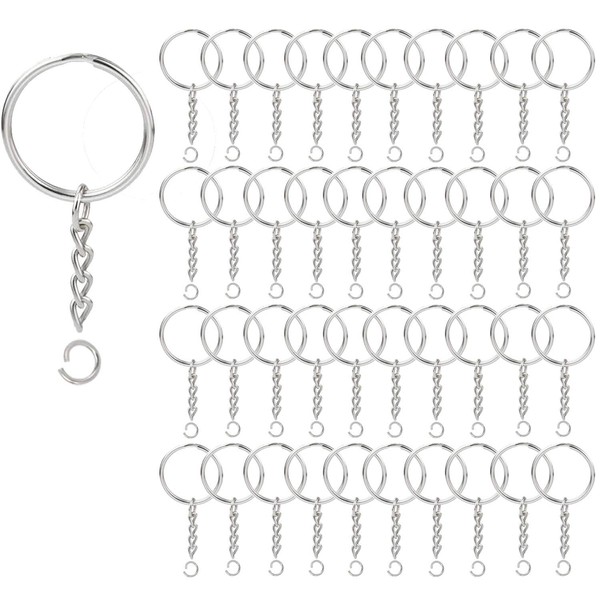 KANSPHY 100 Pack Key Ring with Chain and Open Jump,1