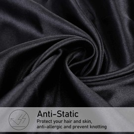 Satin Pillowcase for Hair and Skin 2 Pack, Softer than silk, Black Silky Pillow Cases Set, Breathable Anti Wrinkle Smooth Pillow Cover with Envelope Closure Queen Size (50 x 75 cm)