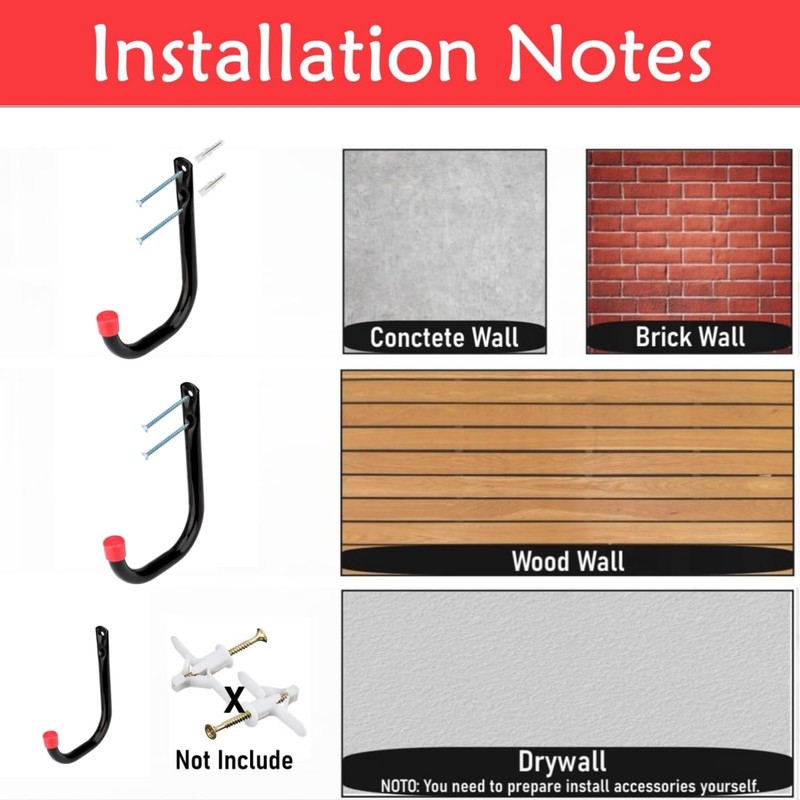 Heavy Duty Steel Garage Storage Utility Hooks, 8 Pcs Wall