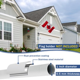 NQ 5 FT Flag Poles for Outside House, Flag Poles Outdoor for Porch, Yard, House Flag Pole, Heavy Duty Flagpole (White, Without Flag Holder)