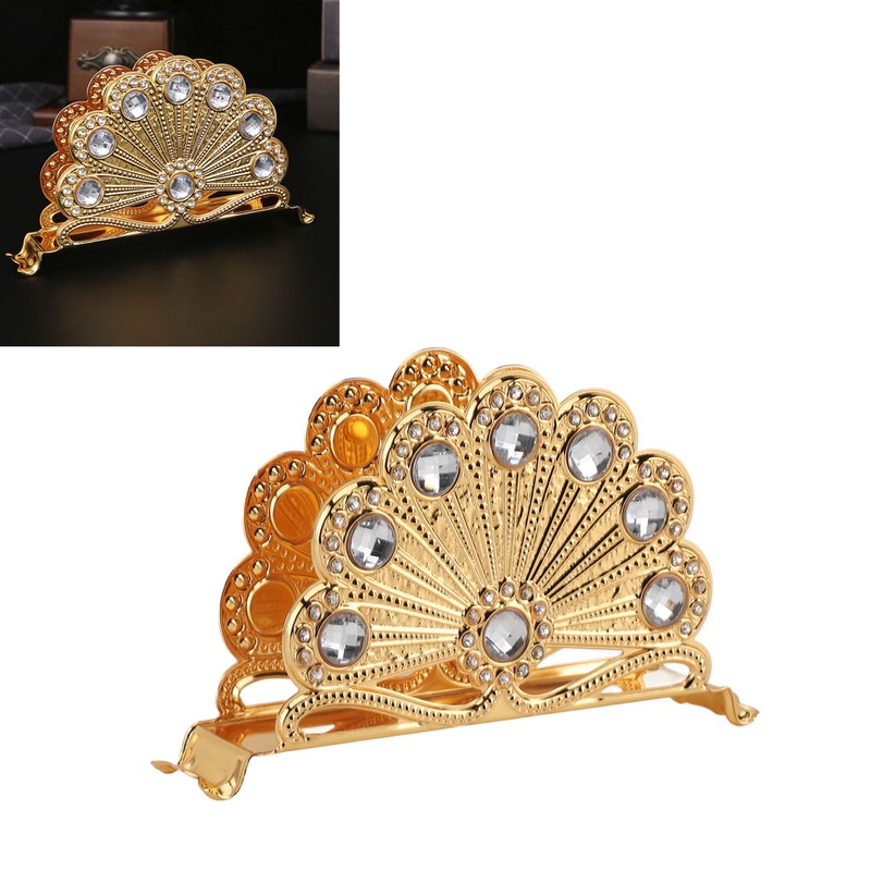 Golden Metal Napkin Holder Exquisite Light Luxury European Style Zinc