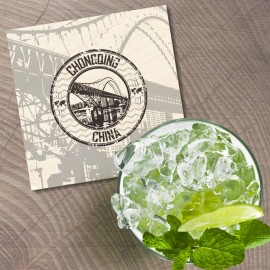 Unbranded Chongquing China Grunge City 4'' X 4'' Square Wooden Coaster