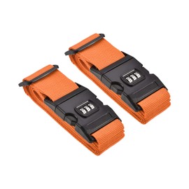 M METERXITY Pack of 2 Luggage Straps Suitcase Straps Travel Combination Lock Adjustable Travel Luggage Accessories with Buckle Application Travel Suitcase (79 x 2 Orange)