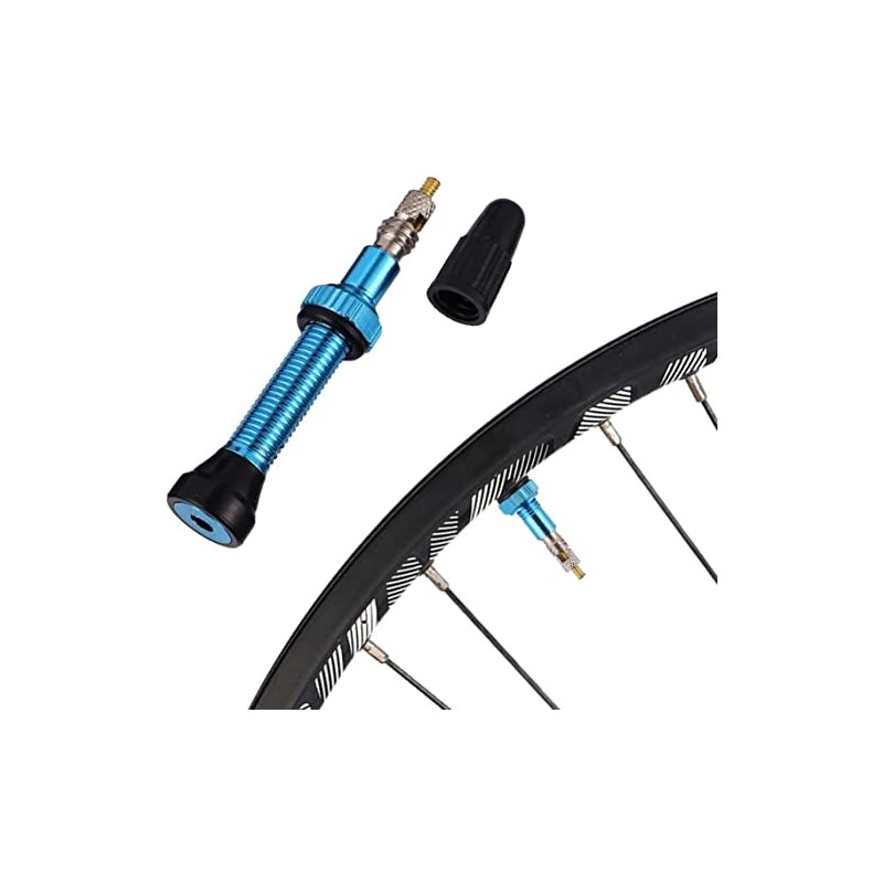 Valvula Francesa Tubeless Bicicleta Largo Aluminio MTB 40mm Par (Azul)