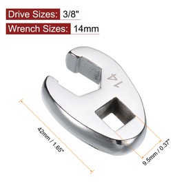 HARFINGTON 2pcs Drive Crowfoot Wrench 3/8" Drive 14mm Metric Fractional Crowfoot Flare Nut Wrench 40Cr Chrome Plated Open End Crowfoot Wrench for Mechanics Automotive Repair Work