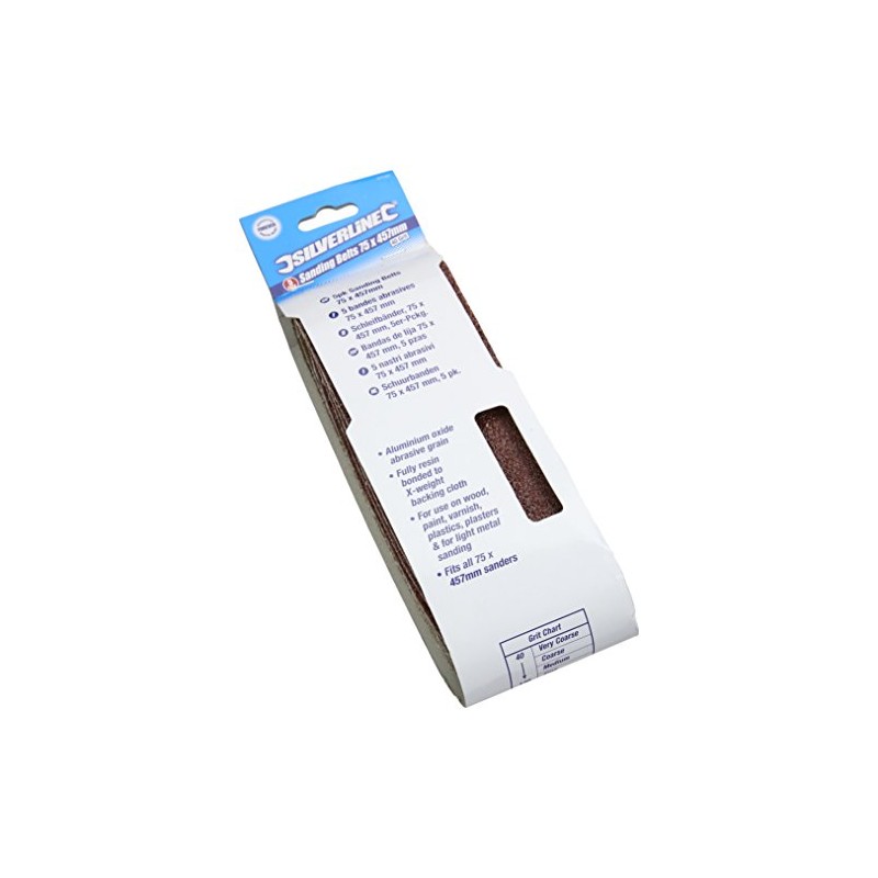 Silverline 171121 Sanding Belts 75 x 457 mm 5pk 40