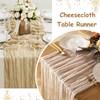 Eviznbou Beige Table Runner 2 Pcs 90x300cm Rustic Gauze Fabric