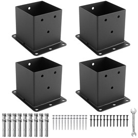 Black Powder-Coated Heavy Duty 4x4 Post Bracket Kit - 4 Pcs, Inner Size: 3.6"x3.6", Suitable for Deck Railing, Patio Post Anchor, Porch, Handrail, Pergola and Mailboxes