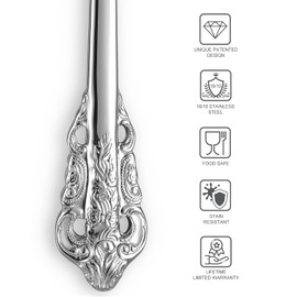 KEAWELL - Juego de 4 tenedores de cena de lujo, acero inoxidable 18/10, 8 pulgadas, apto para lavaplatos, pulido con espejo, juego de tenedores de cubiertos (plata)