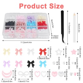 500pcs Nail Art Charms, Nail Gems For Nail Art Multiple Shapes, Colorful Bow Nail Charms 3D Rhinestones For Nails with Pickup Tool, Nail Charms Y2k DIY Accessories for Women and Girls