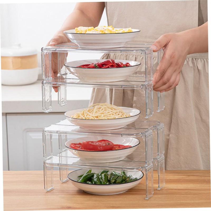 SHOWERORO 2pcs stacking shelf freezer rack Kitchen Storage Rack foldable