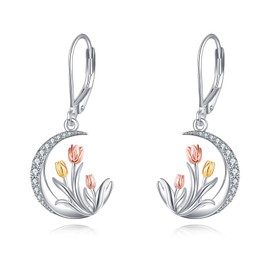 YONFQE Tulip Earrings Sterling Silver Tulip Dangle Earrigns Flower Jewellery Gifts for Women