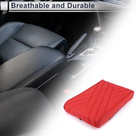 A ABSOPRO Universal Center Console Cover Car Armrest Cover Middle Console Cover Lid for Most Vehicle SUV Car Sedan 12.2"x7.87"x1.97" Red Nappa Leather, Sponge Double W Pattern