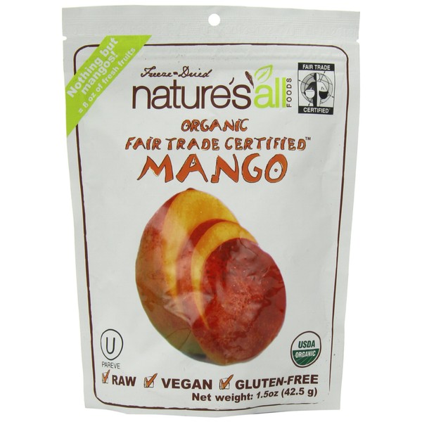 Nature's All Organic Freeze-Dried Mangoes, Gluten Free & Vegan, 1.5 Ounce (Pack of 3)