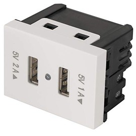 Volteck C2USB-EB, Toma con 2 puertos USB 1.5 módulos línea Española color blanco