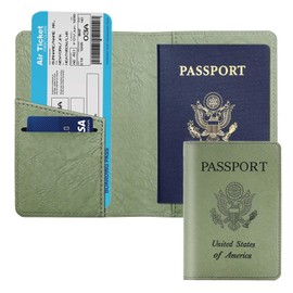 Cnycmy Passport Holder–Slim Travel Organizer for Passport, RFID Blocking,Boarding Pass, Credit Cards | Vegan Leather & Anti-Theft Design (Moss Green5)