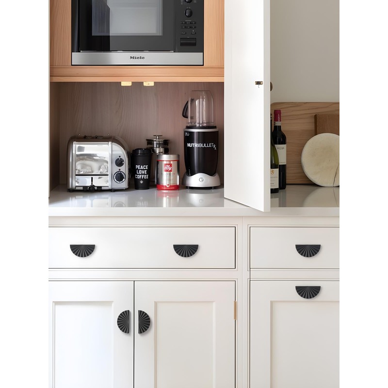 JIASENBAO 5 Pack Black Cabinet Pulls 3" Hole Center Cup