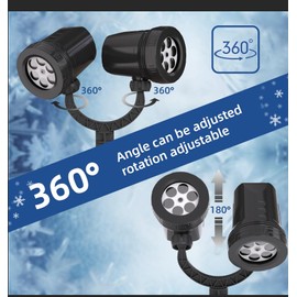 Snowflake Projection Light, Christmas Outdoor Double Headed Snowflake Projection Light, LED Snowfall Spotlight IP65 Waterproof Rating, Suitable for Christmas Garden Decoration (HT-TY-13)