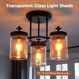 6 Pack Seeded Glass Lamp Shade, Cylinder Bubble Glass Shades Replacement Light Fixture Globe, 6 x 4 Inch Glass Lampshade Globe Cover with 1-5/8 Fitter for Chandelier Pendant Wall Sconces