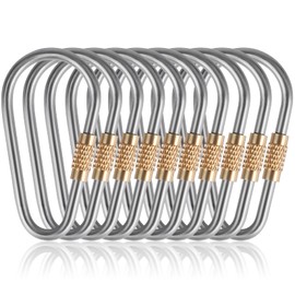 10 Pieces Mini Titanium Locking Clips Durable D-Ring Locking Snap Keychain Keyring Screw Lock Buckle for Outdoor Indoor Dog Tags Use, Lightweight and Sturdy