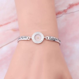 HOLLP Faith Jewelry Pulsera religiosa para inhalar fe, exhalar miedo, semilla de mostaza, regalo cristiano