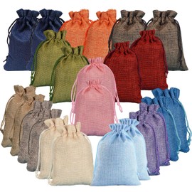 Hiuyavy Drawstring Jute Gift Bags, 24PCS Mixed Drawstring Burlap Bags, Jewelry Pouches Favor Bag for Jewellery Gift Bag(15x20cm)