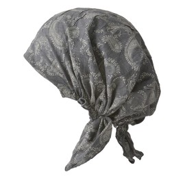 CHARM 100% Cotton, Thin, Lightweight, Turban Cap, One Size Fits Most, 13 Colors, Stylish, Large Size, Patterned, [23] Paisley Dark Gray