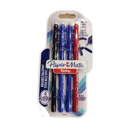 PAPER MATE Replay Erasable Ballpoint Pens Pack of 4 Blue/Black/Red M 1.0 mm Blister Pack
