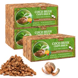Riare 6 Pack Coco Chips Substrate for Plants- 6.6lb 100% Organic Coconut Husk Brick with Low EC and pH Balanced, High Expansion Coconut Substrate Coco Husk Mulch for Garden Flowers, Herbs, Planting