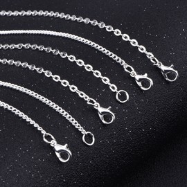 12 Pieces Silver Plated Link Cable Chain Necklaces and Twisted Cross Chain Necklace (24 Inch)