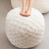 HIGOGOGO Round Stuffed Pouf Ottoman, Plaid Poufs with Foam Chunk
