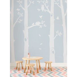 Scheme C, 96" H - Nature Tree Scene with Baby Birds and Nest Wall Decal - by Simple Shapes