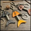 White Fang AZ165 Keychain, Keyring, Leather, Stylish, Retro, Charm, Fish,