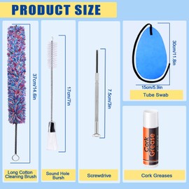 Flute Care Cleaner Kit with Cork Grease,Multifunctional Cleaning Brush, Cotton Cleaning Brush, Swab and Screw, Niantime Flute Cleaning Kit for Base Maintenance