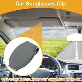 HEROFFIX Car Sunglasses Clip Magnetic Universal Sun Visor Eyeglasses Holder Clip PU Leather Gray 9x6cm 1 Pcs