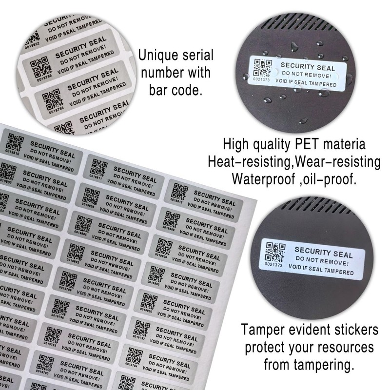 Tamper Evident Proof Barcode Stickers with Individual Serial Number Security