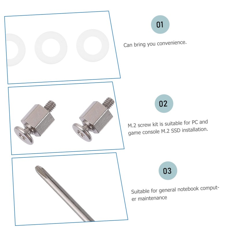 TEHAUX 1 Set SSD Mounting Screw Kit for Motherboards Durable
