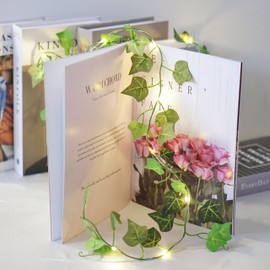 Vine String Lights 2 Pack 6.5ft Green Ivy Fairy Lights 20 LED Battery Operated 2 Lighting Modes Maple Leaf Garland Wreath Hanging Lights for Room Bedroom Wedding Christmas Wall Decor (2 Pack)