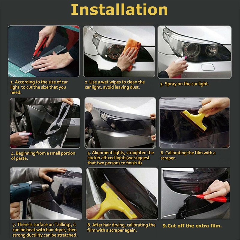 Car Light Tint - Green, 30x200CM - Headlight, Brake, Taillight,