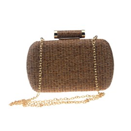 Women's Handwoven Straw Evening Handbags Summer Wallet Clutch Bag Crossbody Mobile Phone Bag Brown