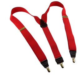 Hold-Up Suspender Company Casual Series Fire Engine Red YG Suspenders for Men In the Traditional Y-Back Style with USANo-Slip Clips