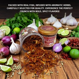 Spicy Flakes garlic and crispy onions with Thai chili for Ramen Pizza Burgar Rice & Salad topping and seasoning (1x 70g (2.46 oz), crispy Fish)