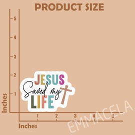(3PCS) Jesus Saved My Life Sticker, Inspirational Jesus Sticker, Faith Christian Stickers Decals, Bible Verse Stickers, Waterproof Vinyl Decal Decor Books Laptops Tumblers Water Bottles, 3'' x 2.1 "
