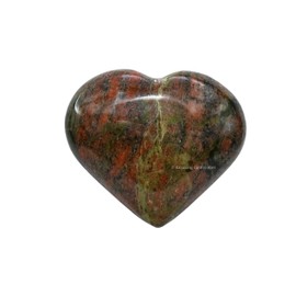 Unakite Crystal Heart Palm Stone - Pocket Massage Worry Stone for Natural Body Chakra Balancing, Reiki Healing and Crystal Grid