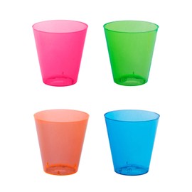 Party Essentials Hard Plastic 2-Ounce Shot/Shooter Glasses, 200-Count, Multi Neon